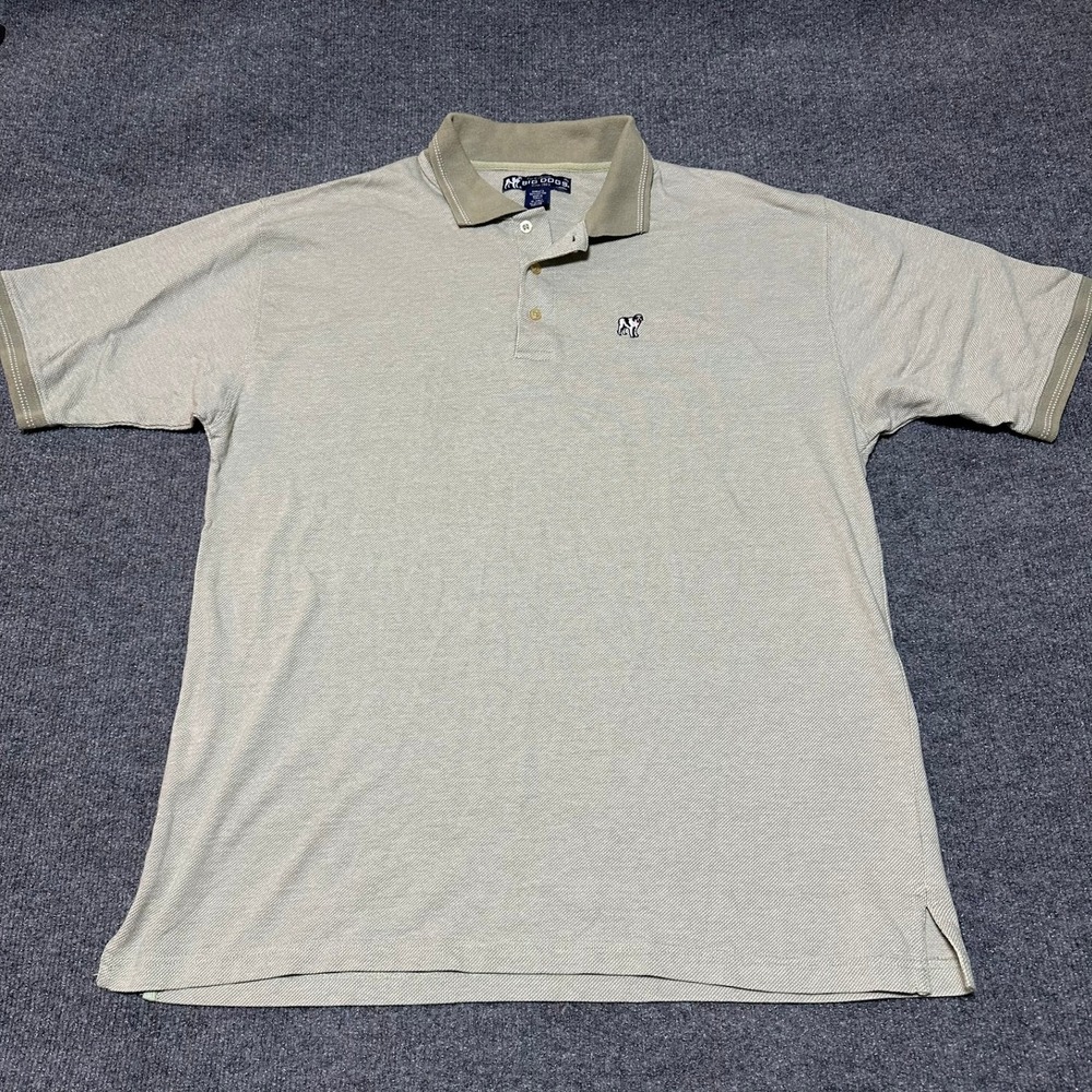 Big Dogs Mens XL Tan Cotton Pique Short Sleeve Polo Shirt Embroidered Logo‎